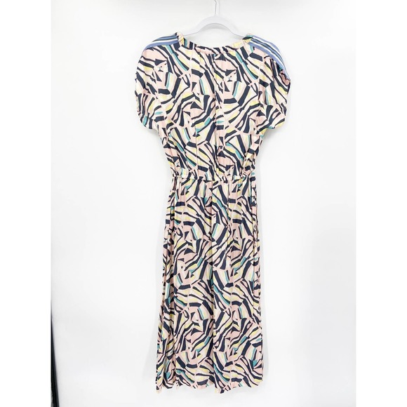 Sita Murt Multicolor Patterned Short Sleeve V-Neck Midi Dress Size 38 - Picture 4 of 8